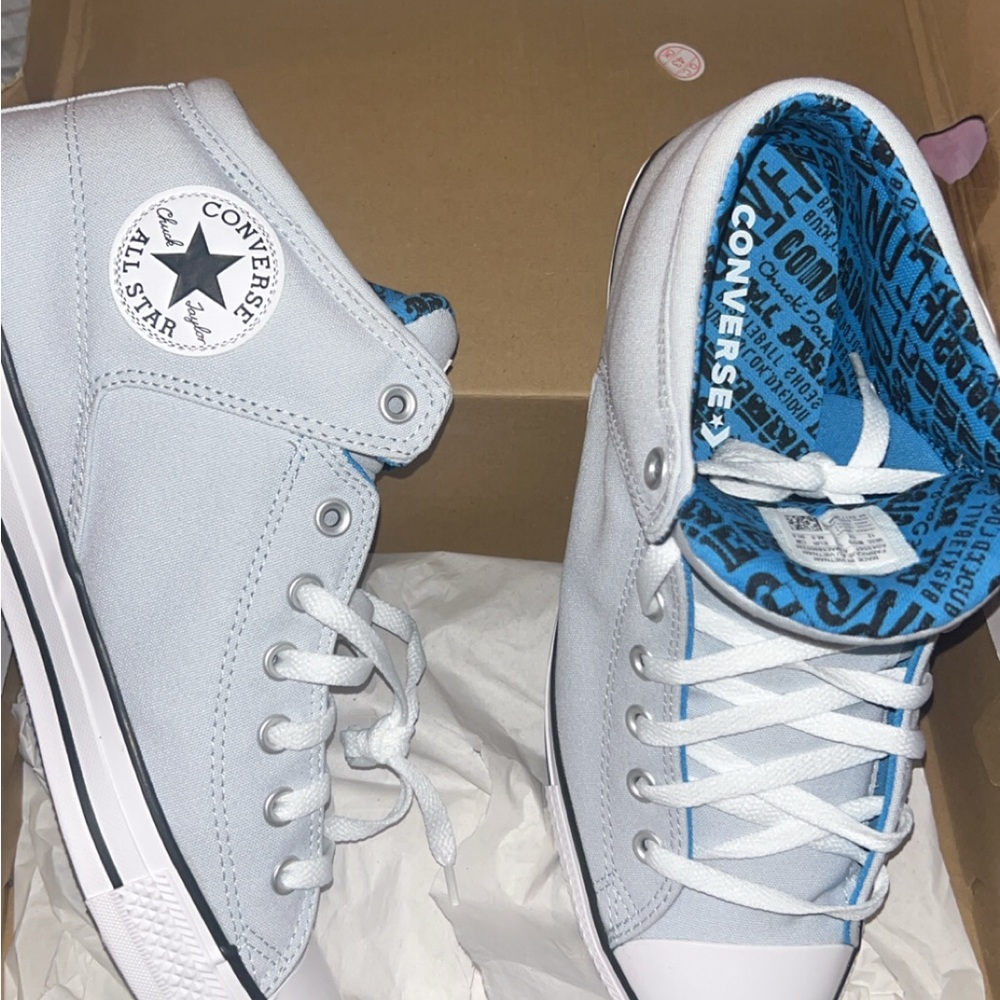 Converse High-Top Sneakers in Blue and White - Picture 2 of 2